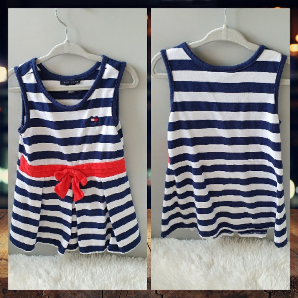 Tommy Hilfiger Toddler Girl Dress, Red, White Blue